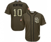 Youth Majestic San Diego Padres #10 Hunter Renfroe Authentic Green Salute to Service Cool Base MLB Jersey
