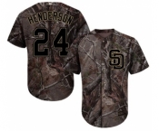 Youth Majestic San Diego Padres #24 Rickey Henderson Authentic Camo Realtree Collection Flex Base MLB Jersey