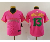 Youth San Diego Padres #13 Manny Machado Pink Fashion Baseball Jersey
