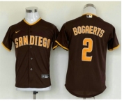 Youth San Diego Padres #2 Xander Bogaerts Brown Cool Base Stitched Baseball Jersey