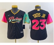 Youth San Diego Padres #23 Fernando Tatis Jr Black 2022 City Connect Cool Base Stitched Jersey