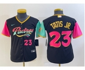 Youth San Diego Padres #23 Fernando Tatis Jr Black Number 2022 City Connect Cool Base Stitched Jersey