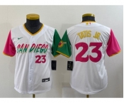 Youth San Diego Padres #23 Fernando Tatis Jr White Number 2022 City Connect Cool Base Stitched Jersey