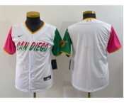 Youth San Diego Padres Blank White 2022 City Connect Cool Base Stitched Jersey