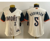 Women's Baltimore Orioles #5 Brooks Robinson Natural 2026 City Connect Stadium Stitched Baseball Jersey Women's Baltimore Orioles #5 Brooks Robinson Natural 2026 City Connect Stadium Stitched Baseball Jersey