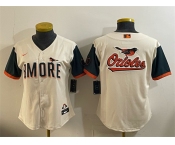 Women's Baltimore Orioles Team Big Logo Natural 2026 City Connect Stadium Stitched Baseball Jersey Women's Baltimore Orioles Team Big Logo Natural 2026 City Connect Stadium Stitched Baseball Jersey