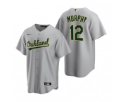 Men's Oakland Athletics #12 Sean Murphy Grey Cool Base Stitched Jersey