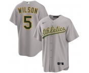 Men's Oakland Athletics #5 Jacob Wilson Gray 2024 Away Limited Stitched Jersey