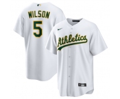 Men's Oakland Athletics #5 Jacob Wilson White Cool Base Stitched Jersey
