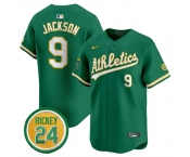 Men's Oakland Athletics #9 Reggie Jackson Green 2024 Limited With Rickey Henderson Patch Stitched Jersey