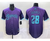 Men's Arizona Diamondbacks #28 Eugenio Suárez Purple 2025 City Connect Limited Stitched Baseball Jersey