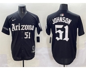 Men's Arizona Diamondbacks #51 Randy Johnson Black 'Gothic Desert Fang Edition' Vapor Premier Limited Stitched Baseball Jersey