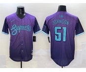 Men's Arizona Diamondbacks #51 Randy Johnson Purple 2025 City Connect Limited Stitched Baseball Jersey