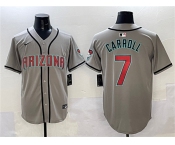 Men's Arizona Diamondbacks #7 Corbin Carroll Gray Limited Stitched Baseball Jersey