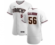 Men's Nike Arizona Diamondbacks #56 Kole Calhoun White Crimson Authentic Home Team Baseball Jersey