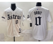Men's Houston Astros #0 Orbit White Gothic 'Houston Born Barrio Raised' Limited Stitched Baseball Jersey