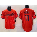 Men's Houston Astros #11 Cam Smith Orange 2025 City Connect With Texas Patch Limited Stitched Baseball Jersey