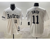 Men's Houston Astros #11 Cam Smith White Gothic 'Houston Born Barrio Raised' Limited Stitched Baseball Jersey