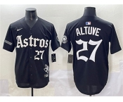 Men's Houston Astros #27 Jose Altuve Black Gothic 'Houston Born Barrio Raised' Limited Stitched Baseball Jersey