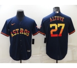 Men's Houston Astros #27 Jose Altuve Navy Blue Rainbow Stitched MLB Cool Base Nike Jersey