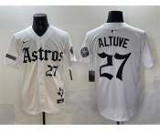 Men's Houston Astros #27 Jose Altuve White Gothic 'Houston Born Barrio Raised' Limited Stitched Baseball Jersey