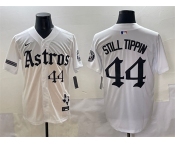 Men's Houston Astros #44 Still Tippin White Gothic 'Houston Born Barrio Raised' Limited Stitched Baseball Jersey