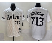 Men's Houston Astros #713 Screwston White Gothic 'Houston Born Barrio Raised' Limited Stitched Baseball Jersey