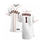 Men's Nike Houston Astros #1 Carlos Correa White Home 2020 Authentic Player Baseball Jersey