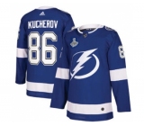 Men's Tampa Bay Lightning #86 Nikita Kucherov 2021 Stanley Cup Champions Stitched Hockey Jersey