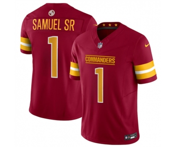 Men's Washington Commanders #1 Deebo Samuel Sr Burgundy 2025 F.U.S.E. Vapor Limited Football Stitched Jersey
