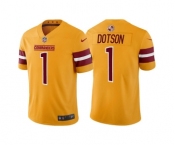 Men's Washington Commanders #1 Jahan Dotson Gold Vapor Untouchable Stitched Football Jersey