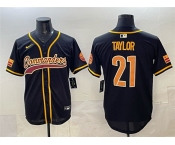 Men's Washington Commanders #21 Sean Taylor Black Limited Stitched Baseball Jersey Men's Washington Commanders #21 Sean Taylor Black Limited Stitched Baseball Jersey