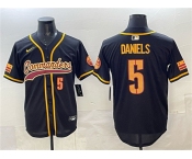 Men's Washington Commanders #5 Jayden Daniels Black Limited Stitched Baseball Jersey Men's Washington Commanders #5 Jayden Daniels Black Limited Stitched Baseball Jersey