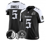 Men's Washington Commanders #5 Jayden Daniels Black White 75TH Patch 2026 F.U.S.E. Hail Raiser Alternate Vapor Limited Stitched Football Jersey Men's Washington Commanders #5 Jayden Daniels Black White 75TH Patch 2026 F.U.S.E. Hail Raiser Alternate Vapor Limited Stitched Football Jersey