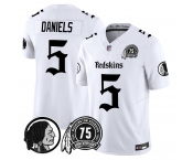 Men's Washington Commanders #5 Jayden Daniels White 75TH Patch 2026 F.U.S.E. Hail Raiser Alternate Vapor Limited Stitched Football Jersey Men's Washington Commanders #5 Jayden Daniels White 75TH Patch 2026 F.U.S.E. Hail Raiser Alternate Vapor Limited Stitched Football Jersey