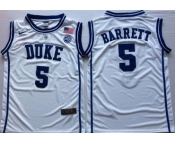 Duke Blue Devils #5 RJ Barrett White Nike College Basketball Jersey