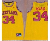 Maryland Terrapins #34 Len Bias Yellow Basketball Stitched NCAA Jersey