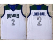Men's Huskies High School #2 Lonzo Ball White Retro Swingman Stitched Basketball Jersey
