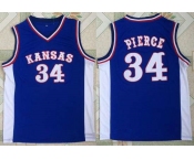 Men's Kansas Jayhawks #34 Paul Pierce Royal Blue College Basketball Retro Swingman Stitched NCAA Jersey