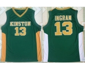 Men's Kinston High School #13 Brandon Ingram Green Retro Swingman Stitched Basketball Jersey