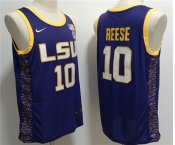 Men's LSU Tigers #10 Angel Reese Purple Stitched Baseball Jersey