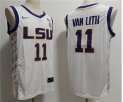 Men's LSU Tigers #11 Hailey Van Lith White Stitched Jersey