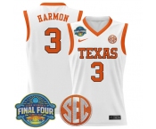 Men's Texas Longhorns #3 Rori Harmon White 2025 Sec Women’s Final Four Patch Stitched Basketball Jersey