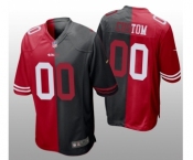 Men's San Francisco 49ers Customized Red Black Split Stitched Jersey