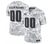 Men's Philadelphia Eagles Active Player Custom 2024 F.U.S.E Arctic Camo Salute To Service Limited Stitched Football Jersey