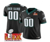 Men's Philadelphia Eagles Customized Black 2025 Super Bowl LIX FUSE Vapor Limited Jersey