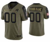 Men's Carolina Panthers ACTIVE PLAYER Custom 2021 Olive Salute To Service Limited Stitched Football Jersey