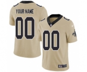 Men's New Orleans Saints Customized Gold Stitched Football Limited Inverted Legend Jersey
