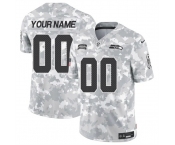 Men's Seattle Seahawks Active Player Custom 2024 F.U.S.E Arctic Camo Salute To Service Limited Stitched Football Jersey