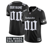 Men's Seattle Seahawks Active Player Custom Black 2025 F.U.S.E. 'Gothic Rain City Shadows Edition' Vapor Limited Stitched Jersey